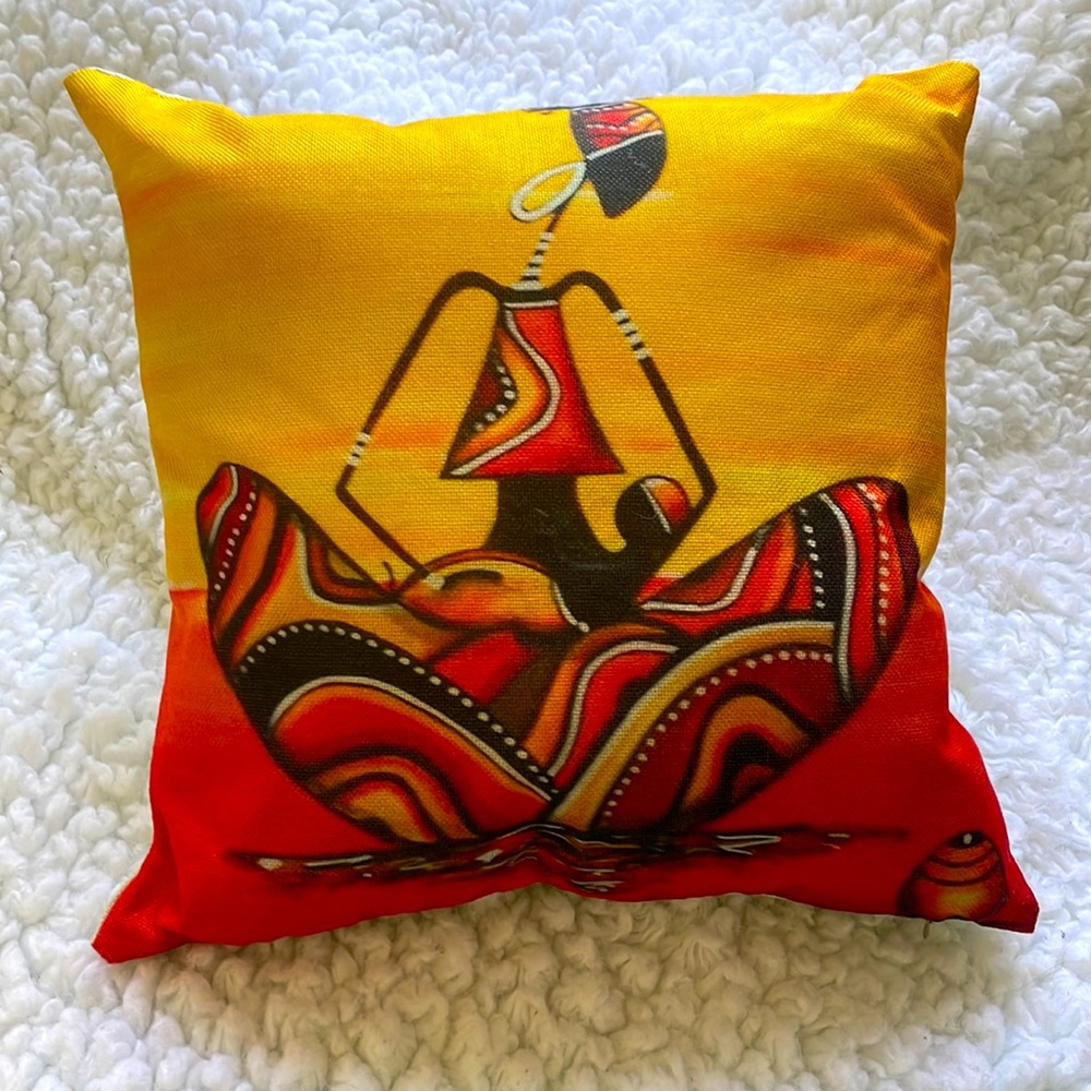 African Print Canvas Pillow